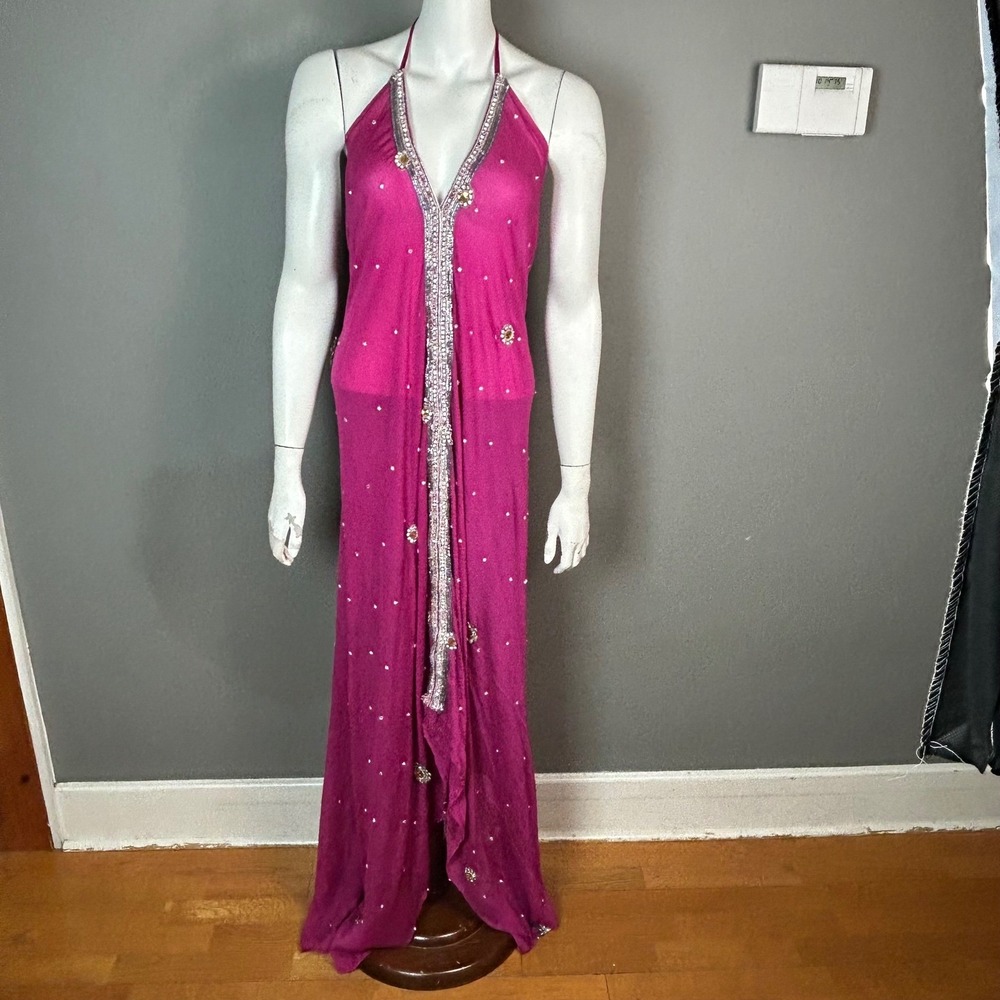 Bright Fairy Maxi Dress Medium Open Back Sailaway Co. Pink Beaded Rhinestone